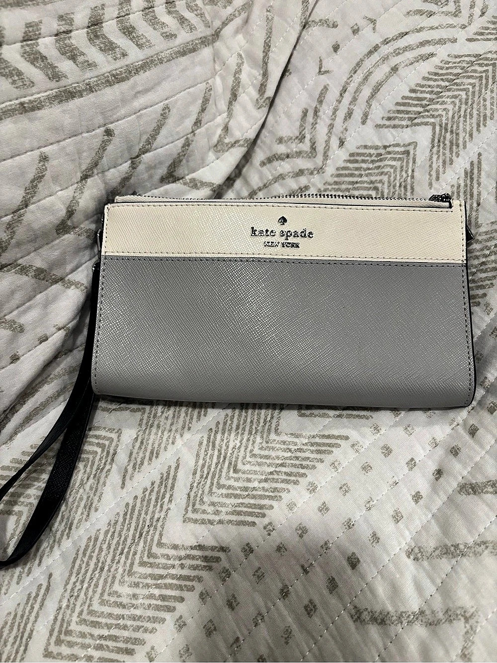 Kate Spade Madison Double Zip Wristlet Double Zip Wristlet in Gray & White Like